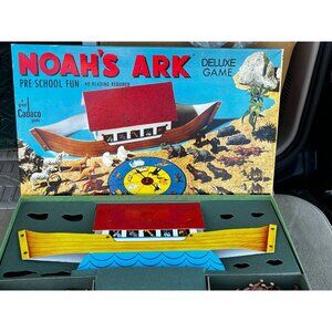 Vintage 1971 Cadaco Noah's Ark Deluxe Board Game w animal figures